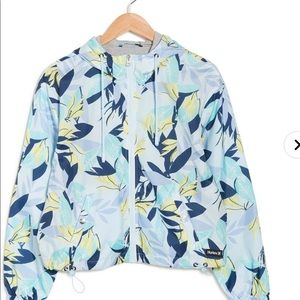 Hurley Tropical Print Jersey Lined Hooded Windbreaker Jacket SZ S